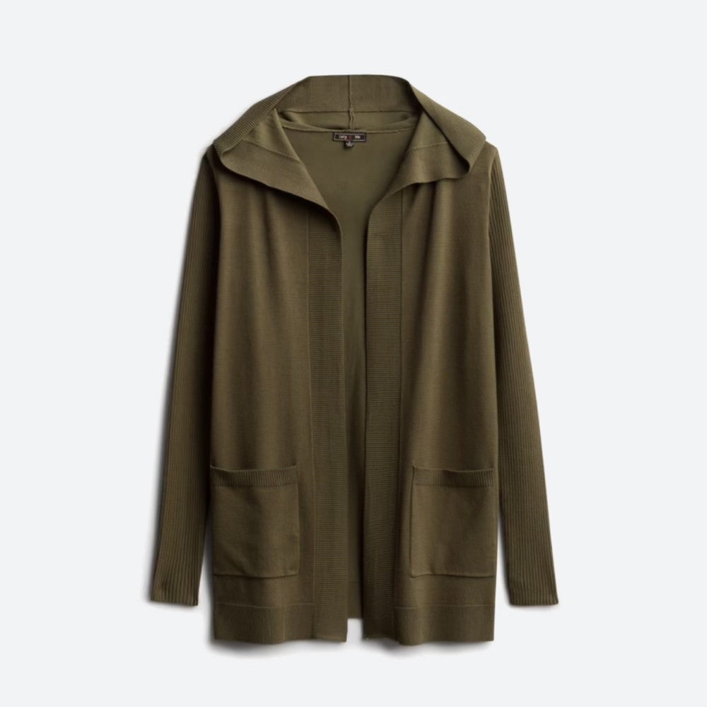 LETY & ME Adelie Hooded Rib Sleeve Cardigan